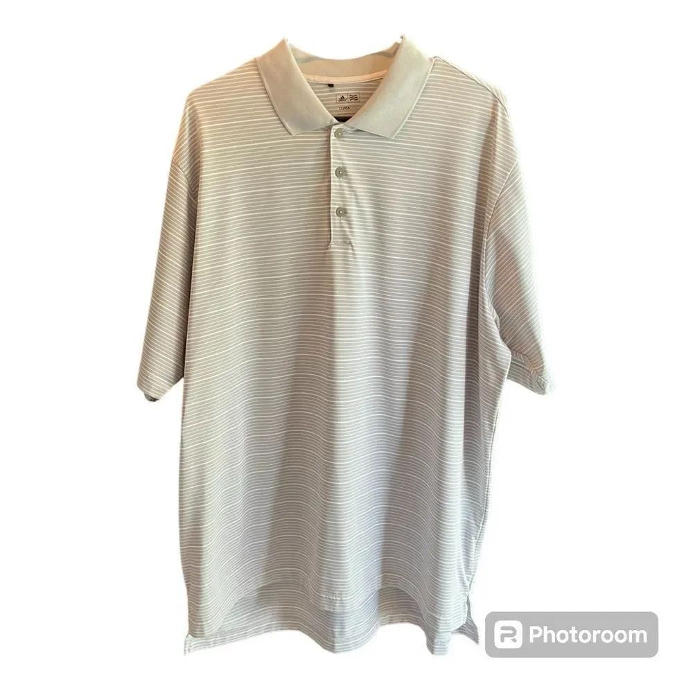 Men’s Adidas Gray Striped Climalite Polo Size 2X